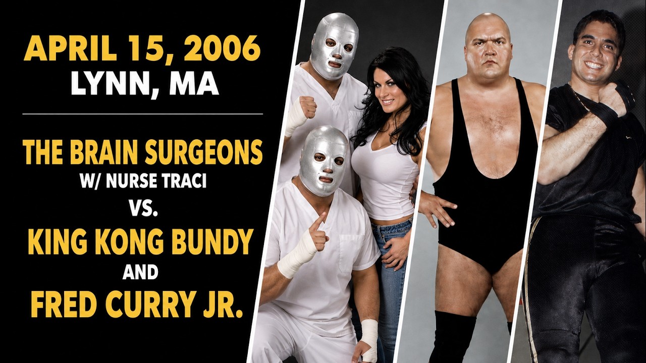 BTW Debut Show: The Brain Surgeons w/ Nurse Traci Brooks vs. King Kong Bundy & Fred Curry Jr. WWF background