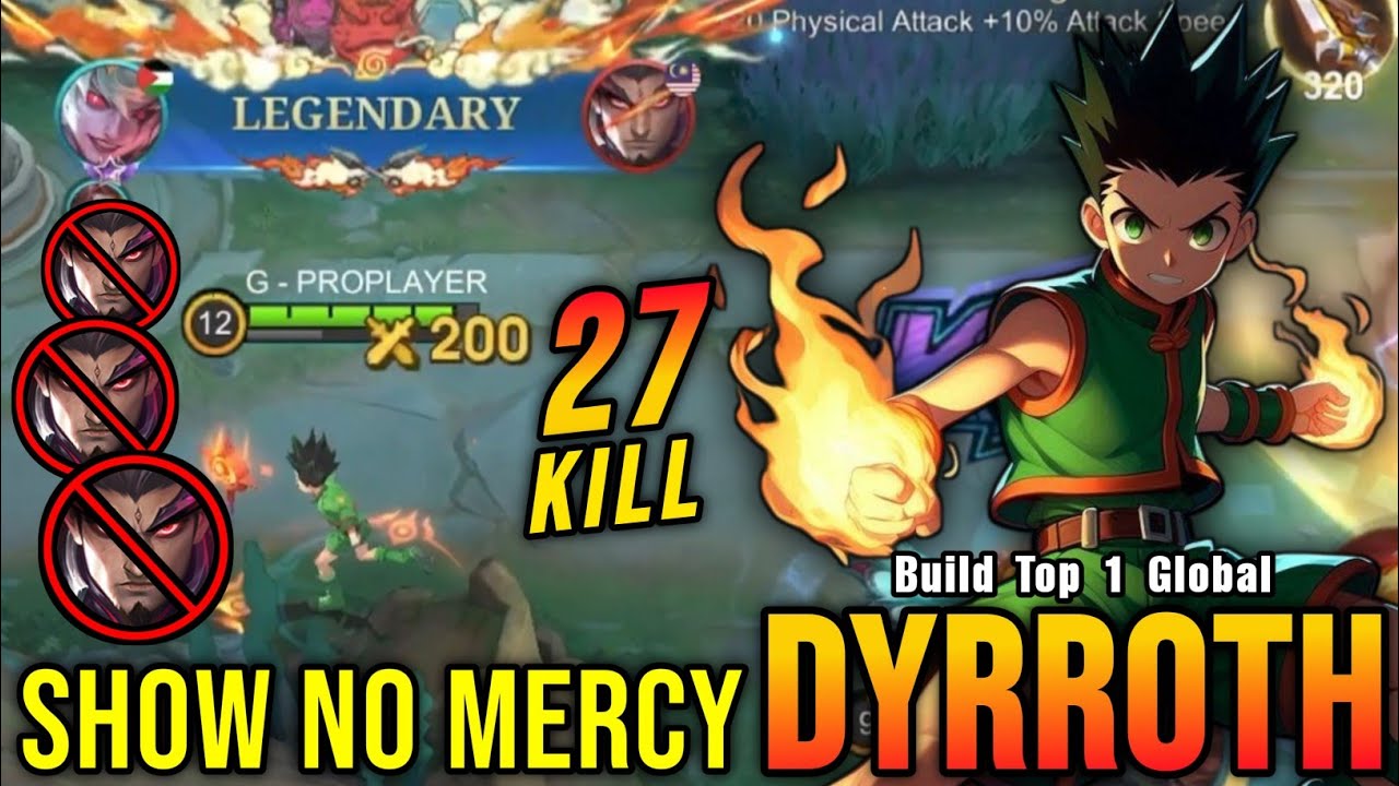 27 Kills!! Monster Dyrroth NonStop Delete Yu Zhong!! - Build Top 1 Global Dyrroth ~ MLBB