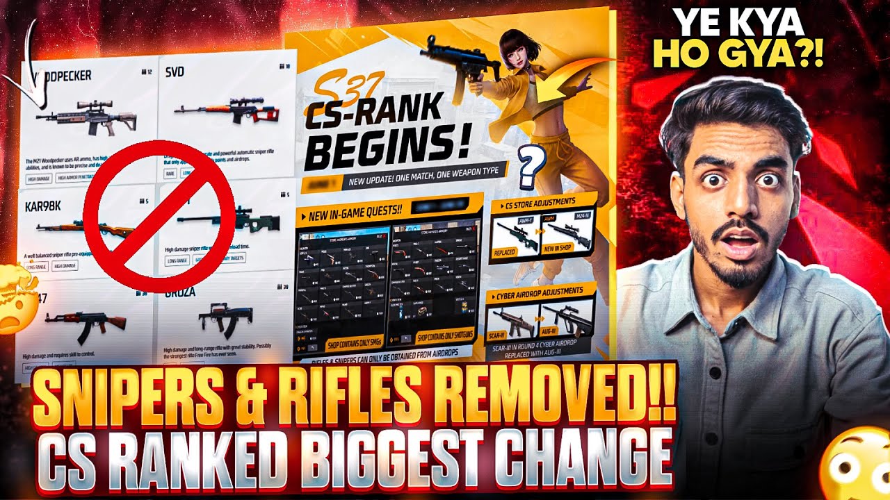 Snipers & Rifles REMOVED From Free Fire❌| CS RANK Biggest Changes😱 | Cs Rank Update Free Fire