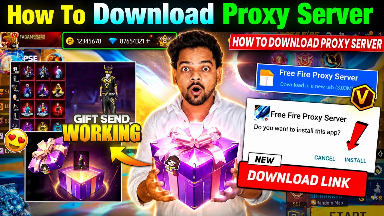 HOW TO DOWNLOAD PROXY SERVER IN FREE FIRE, HOW TO USE PROXY SERVER IN FREE FIRE, VIP PROXY SERVER