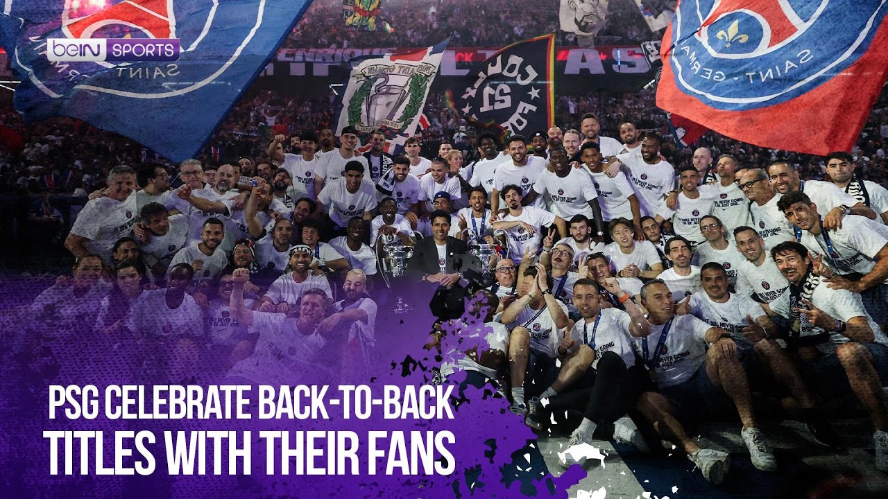 PSG celebrate back-to-back UEFA Champions League titles with their fans | beIN SPORTS USA background