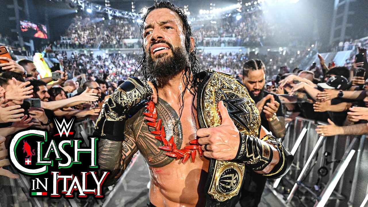 Roman Reigns sends a message to any challengers: WWE Clash in Italy Post-Show background