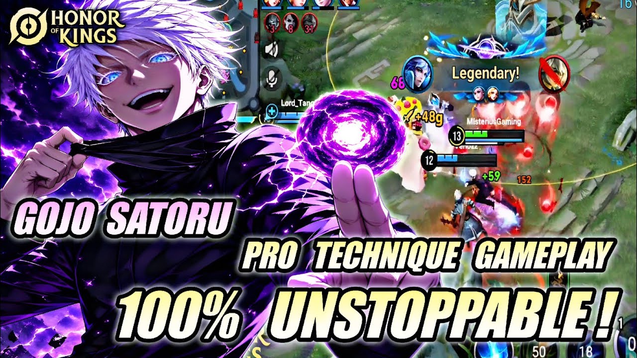 Gojo Satoru 100% INSANE DAMAGE! - Pro Technique Gameplay DOMINATION IN GAME | Honor Of Kings (HOK)