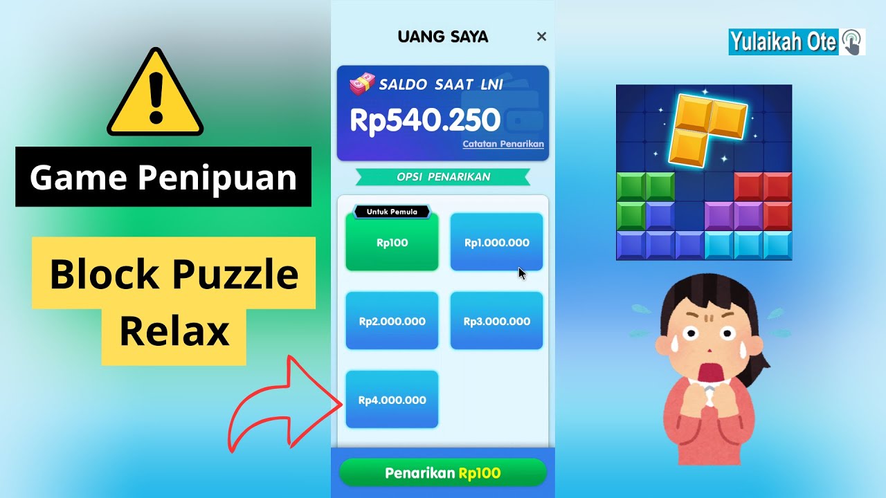 Jangan Tertipu Game Block Puzzle Relax! Main Dikit Dapat 500 Ribu Tapi Nggak Bisa Cair! background