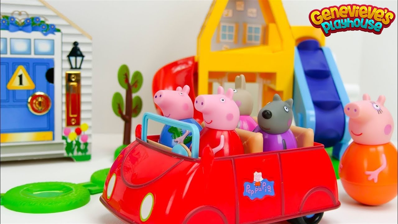 Let's Play with ♥Peppa Pig♥ Weebles and a fun Locking Dollhouse! background