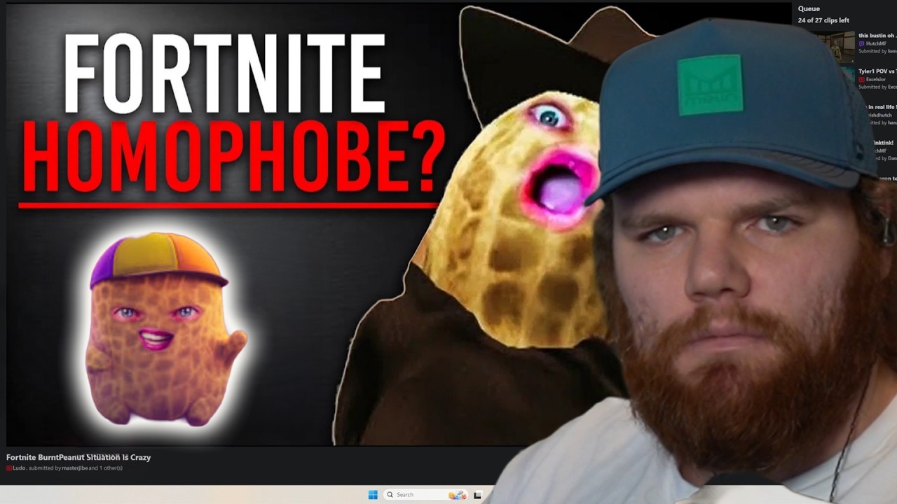 Twitter is MAD Burnt Peanut got a Fortnite Skin... background