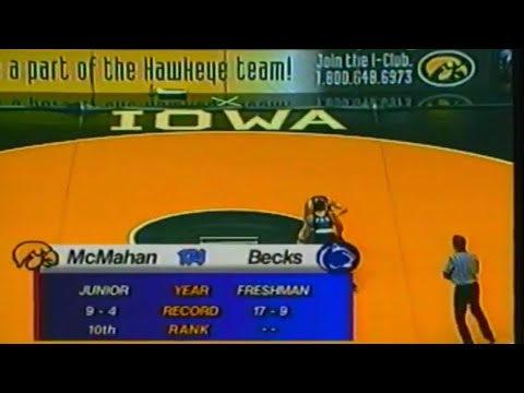 2000 College Wrestling: Gabe McMahon, Iowa vs Mark Becks, Penn State |174 pounds background