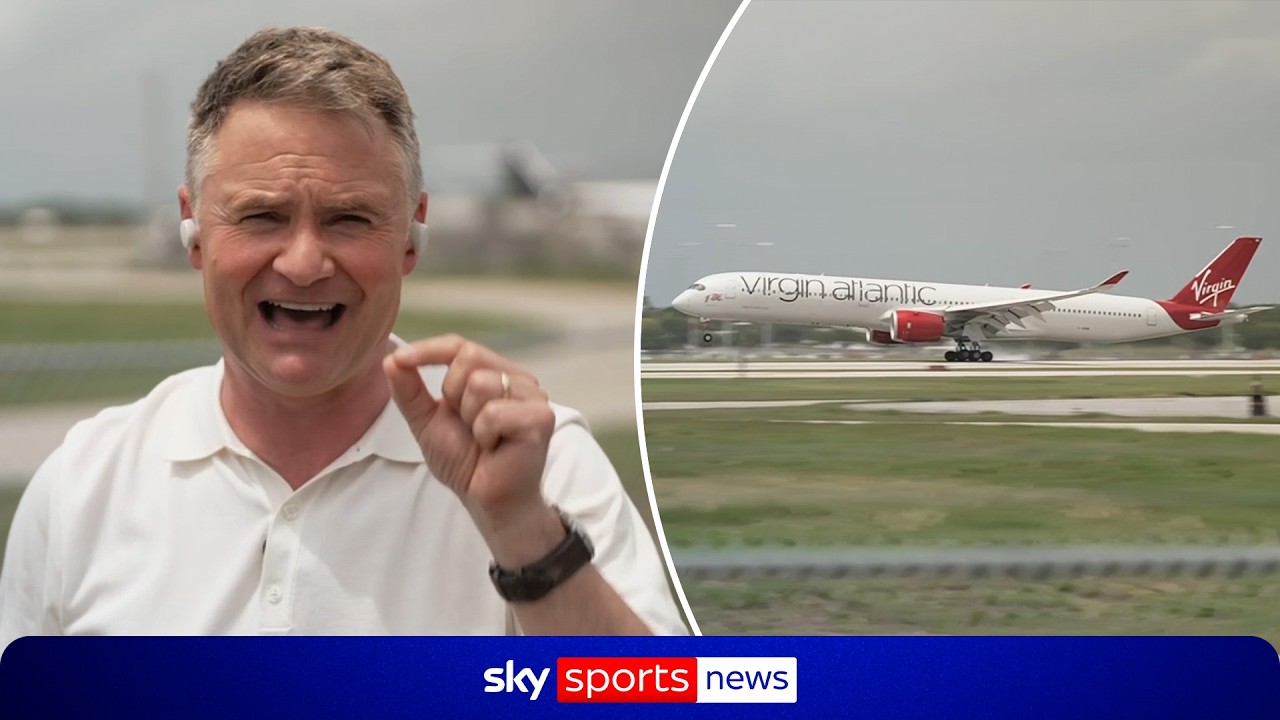 England's plane lands in Miami ahead of the World Cup background