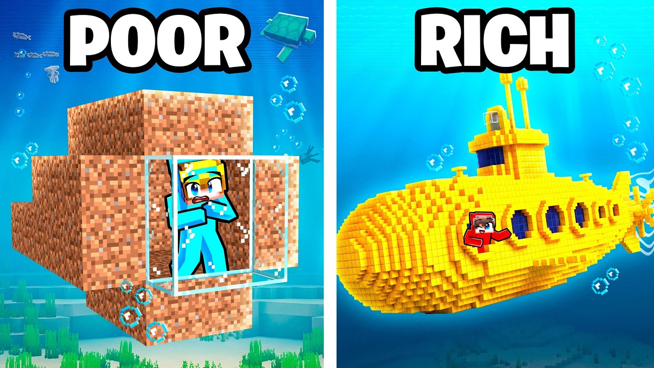 POOR vs RICH Submarine Battle in Minecraft background