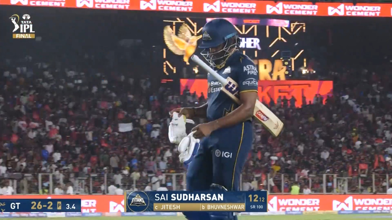 IPL 2026 Final: RCB vs GT - Sai Sudharsan Wicket background