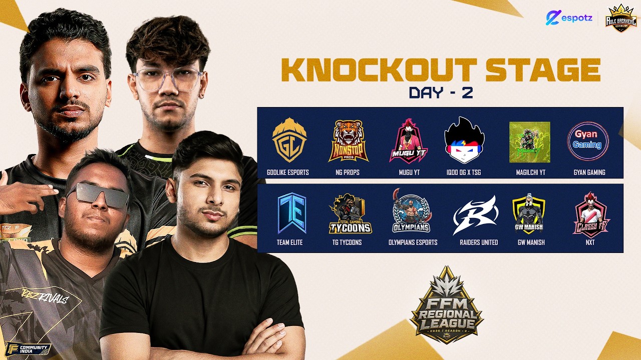 💥FFM REGIONAL LEAGUE - 2026 S2 | K.0 : D2 - GodL , NG , TSG , T.Elite | Tamil FreeFire Tournament background