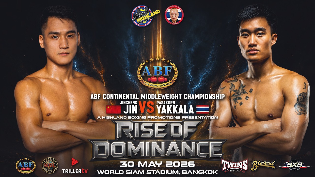Jincheng Jin 🇨🇳 VS Passakorn Yakkala 🇹🇭 | ABF Middleweight Championship | Fight Night 2026 background