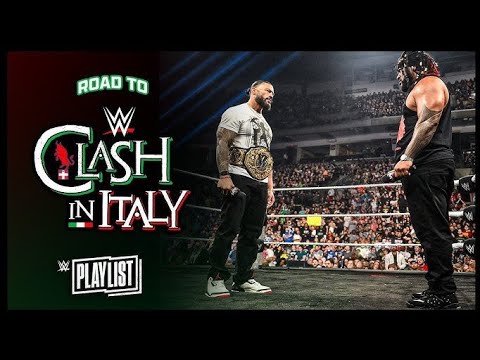 Roman Reigns vs Jacob Fatu WWE clash in Italy background