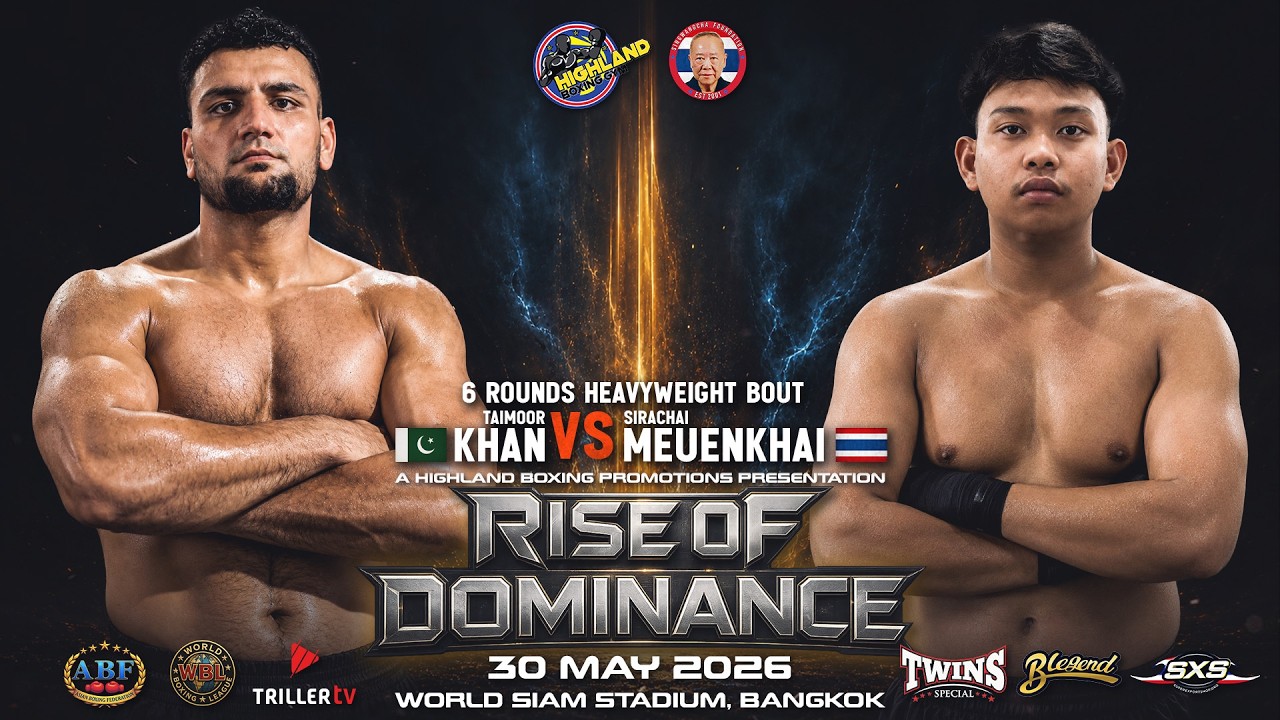Taimoor Khan 🇵🇰 VS Sirachai Meuenkhai 🇹🇭 | 6 Rounds Heavyweight Bout | Fight Night 2026 background