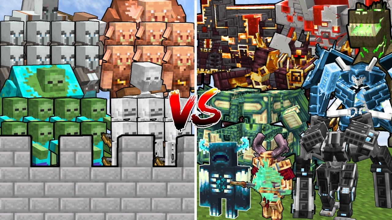 ALL STRONGEST BOSSES vs MOB ALLIANCE CASTLE | Minecraft Mob Battle background
