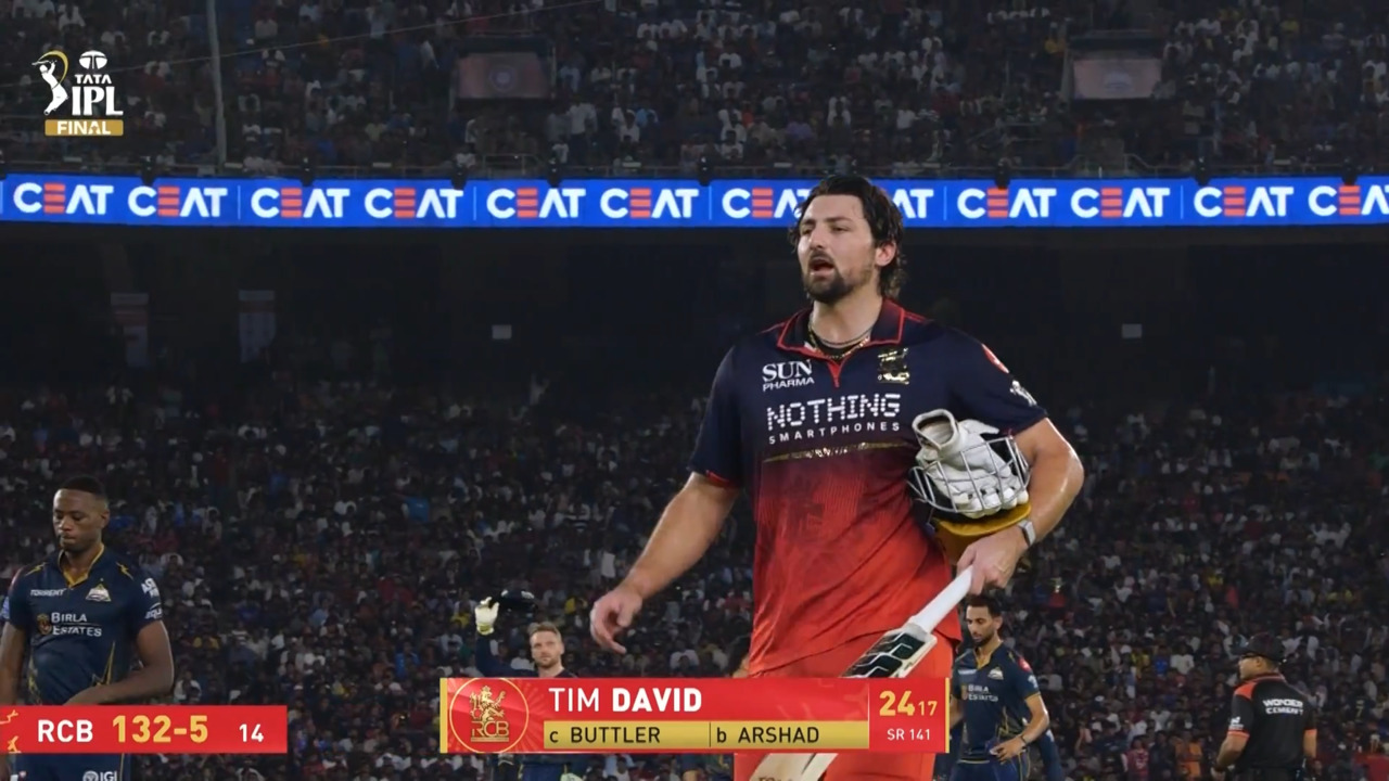 IPL 2026 Final: RCB vs GT - Tim David Wicket background