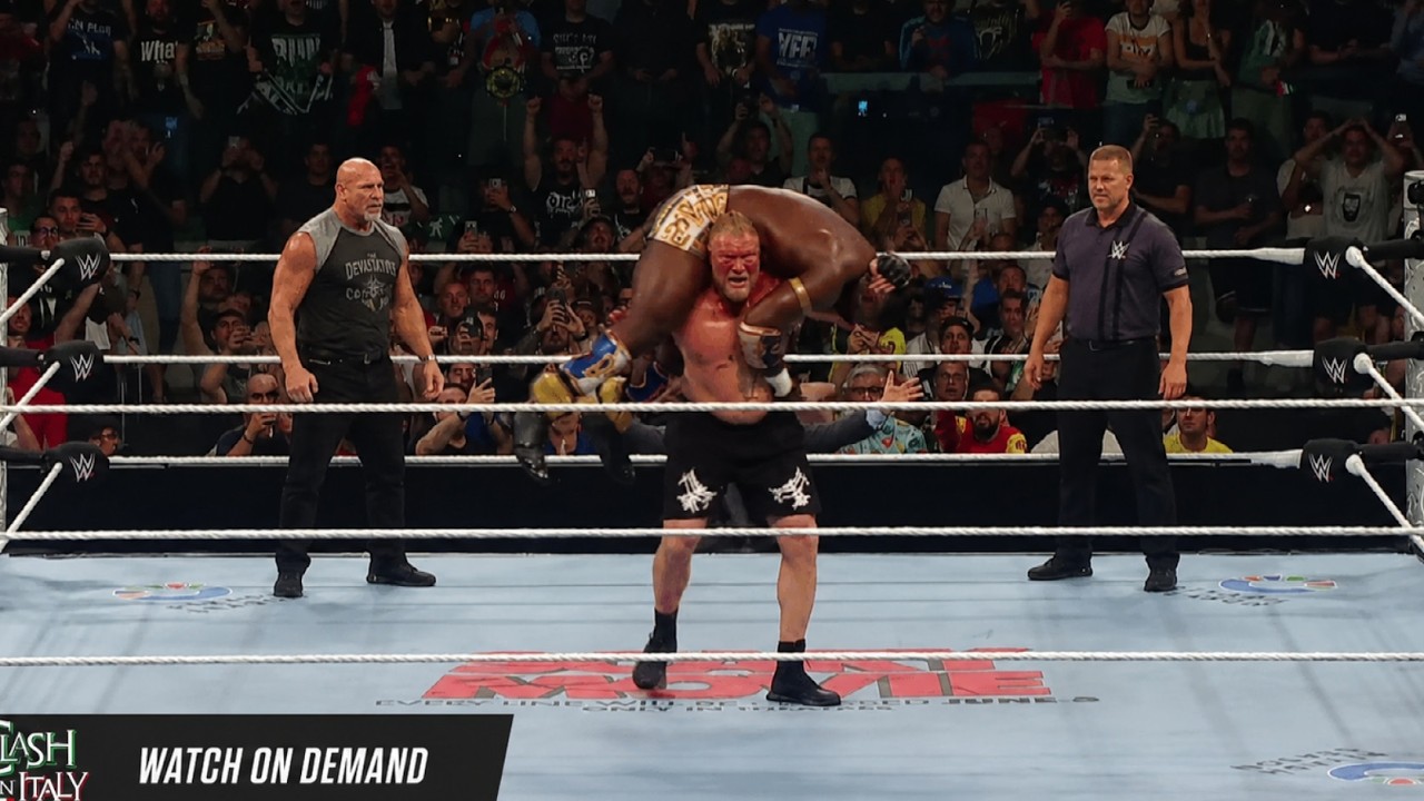 WWE Brock Lesnar vs Oba Femi, Goldberg Returns, Helps Brock Lesnar, Highlights Today background