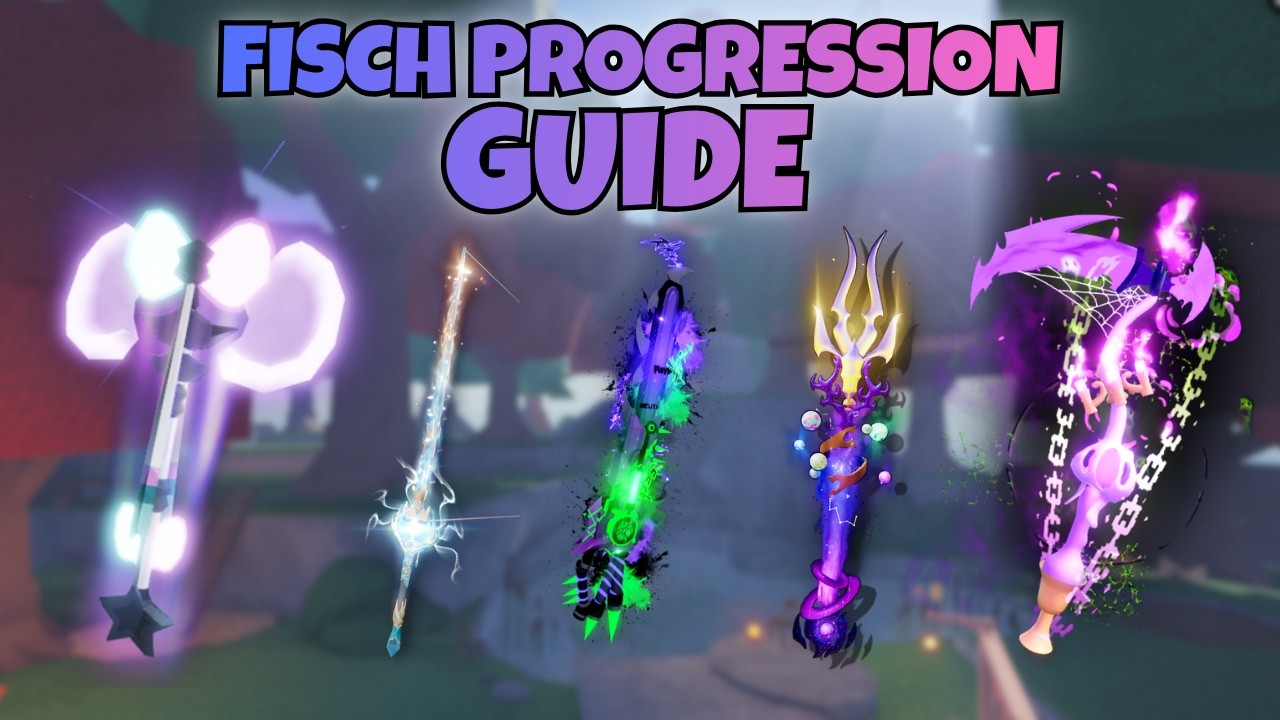 BEST RODS FISCH - FULL ROD Progression Guide FISCH! Roblox background