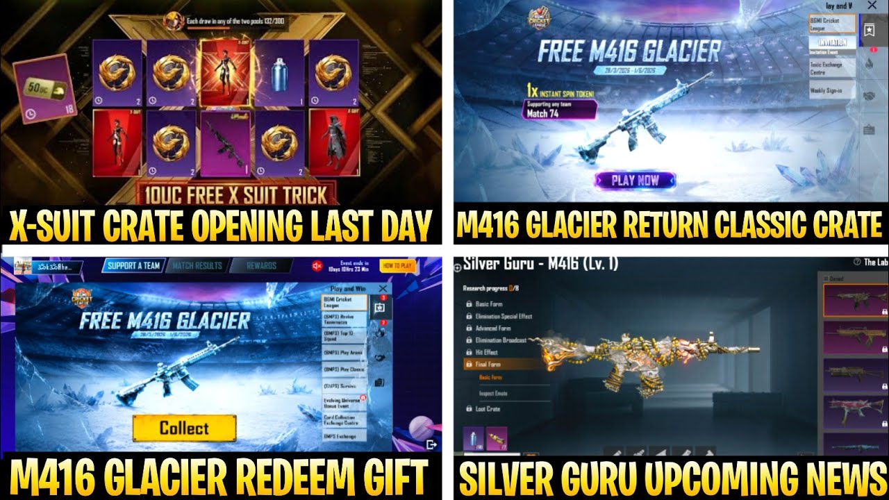 GOOD NEWS 😍Bgmi X-Suit Crate Opening - M416 Glacier Crate Opening | Bgmi Silver Guru Return Update background