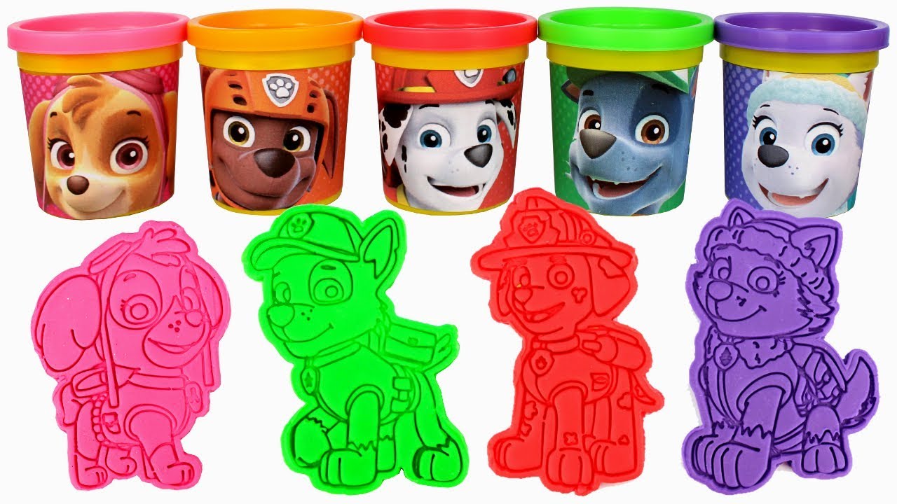 Playing with Paw Patrol Play Doh and Molds with Paw Patrol Characters background