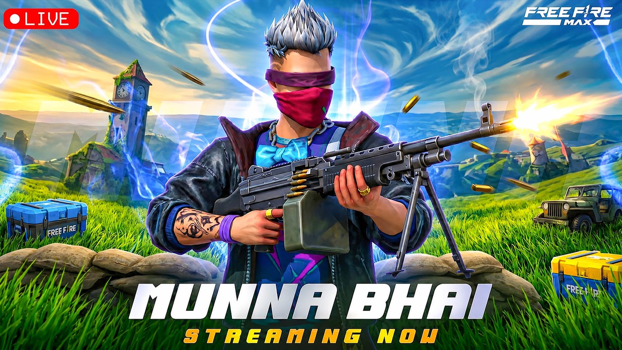 Grandmaster Live Rank Push ❤️- Free Fire Telugu Live - Munna Bhai #MBG background
