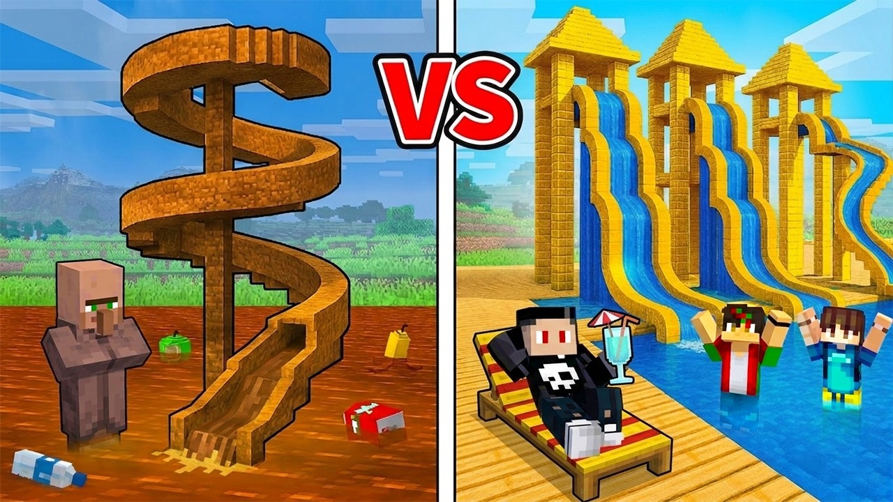Poor Versus Millionaire Floating Island in Minecraft! background