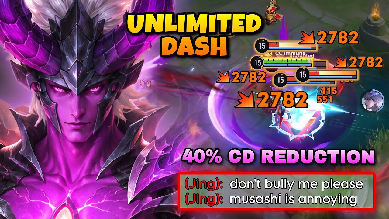 CHINA MUSASHI UNLIMITED DASH WITH THIS BROKEN 40% CD BUILD! | HONOR OF KINGS background