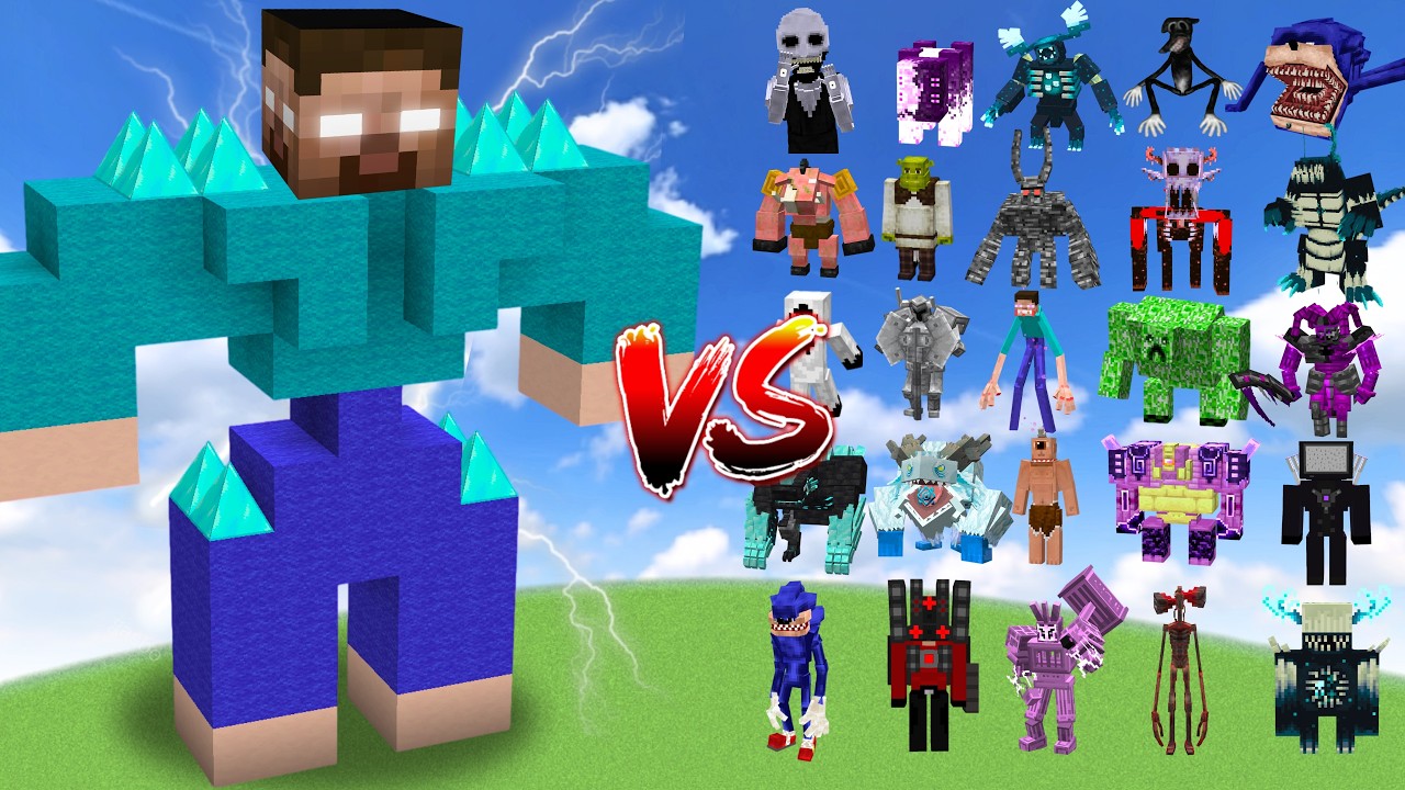 ALPHA MUTANT HEROBRINE vs ALL MINECRAFT BOSSES | Minecraft Mob Battle background