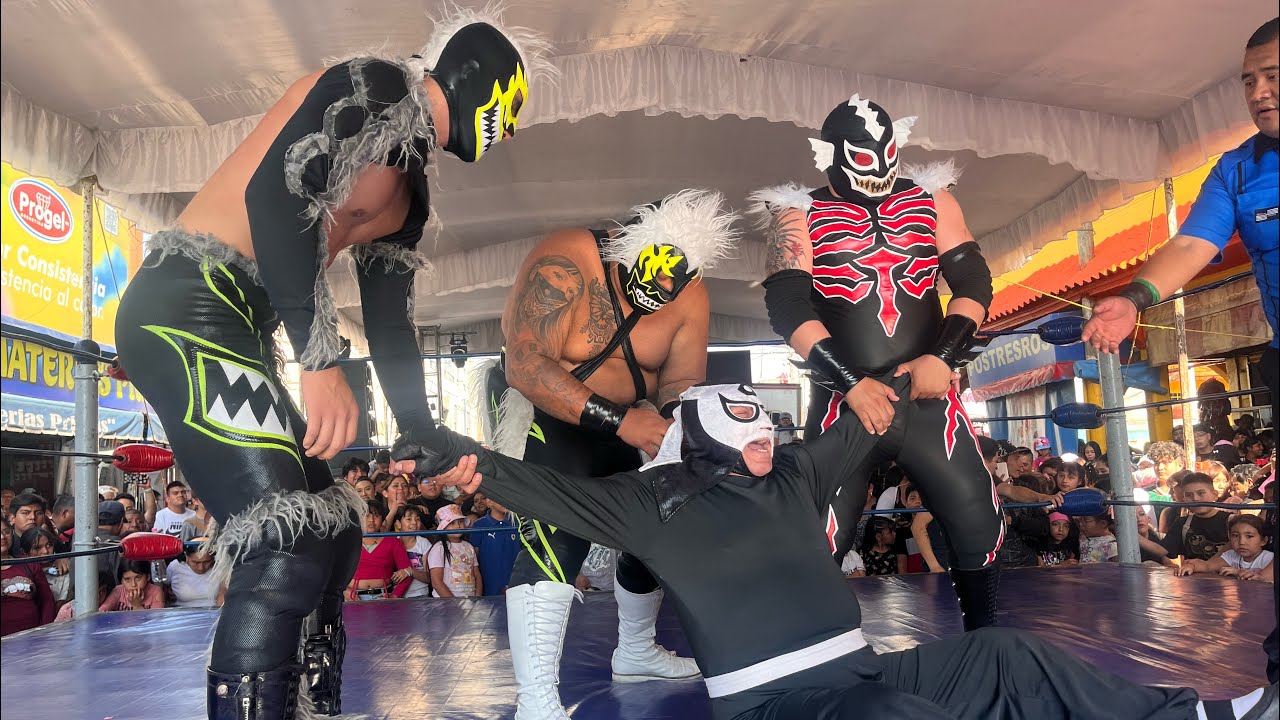 Huracán Ramirez Jr, Máscara Sagrada Jr y Pentagón 🆚 Pantano, Colapso y Desastre background