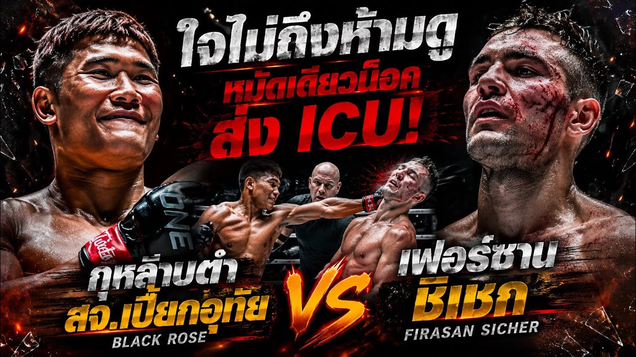ใจไม่ถึงห้ามดู หมัดเดียวน็อคส่งICU! กุหลาบดำ สจ.เปี๊ยกอุทัย VS เฟอร์ซาน ชิเชก background