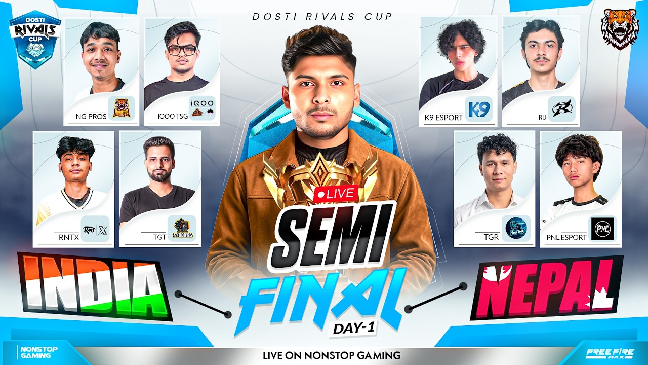 DOSTI RIVALS CUP SEMI FINAL GRP- AxB 🔥 || FT - NG, TSG, TGR, RU, K9, RNX #iQOONeo10 #nonstopgaming background