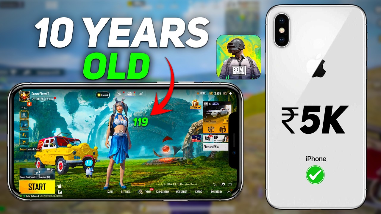 ₹5000 10 Years Old iPhone X for BGMI in 2026 - FPS, Heating, Battery & Is It Still Worth It? background
