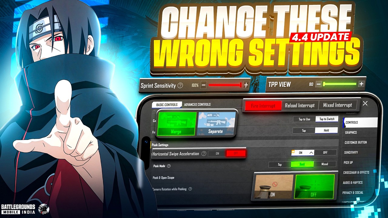 BGMI 4.4 Update Basic & Advance SETTINGS & CONTROLS | Best Settings/Controls Guide | BGMI & PUBGM background