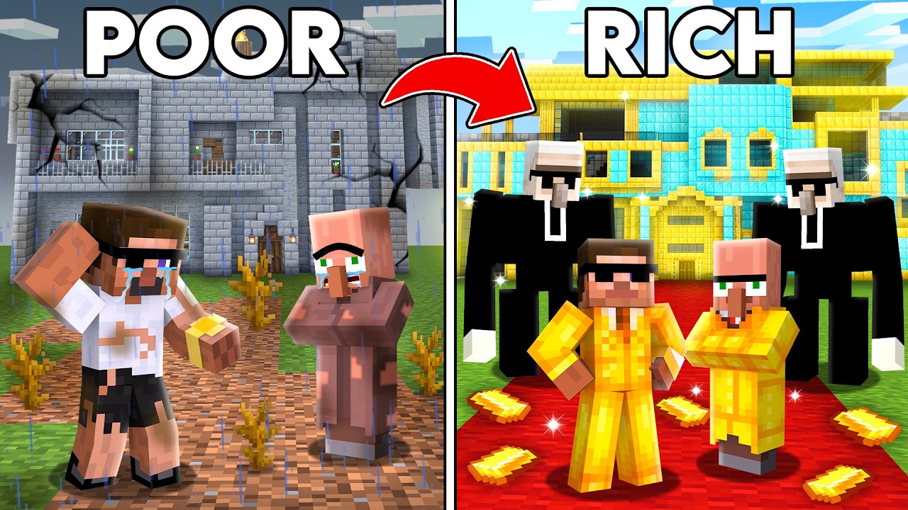 From Poor to Rich Mansion in Minecraft.. background
