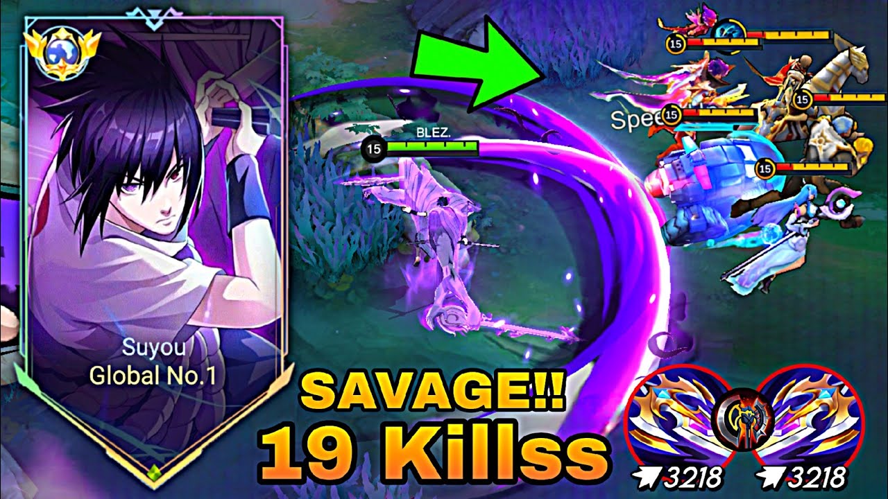 SAVAGE!! 🔥 GLOBAL SUYOU 19 KILLSS NEW BEST BUILD EMBLEM DAMAGE ONESHOT IN HIGH RANK 2026!! - MLBB background