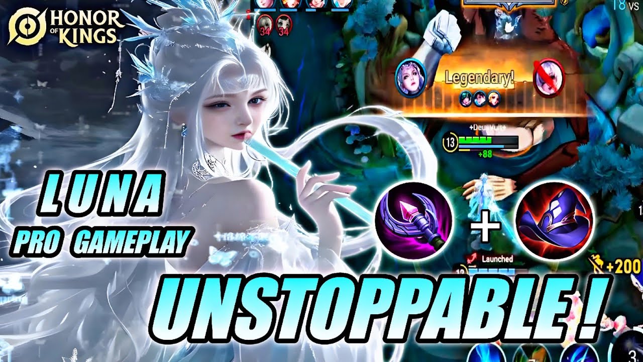 Luna Pro Gameplay 100% UNSTOPPABLE ЁЯФе - Best Assassin Technique Domination Game | Honor Of Kings background