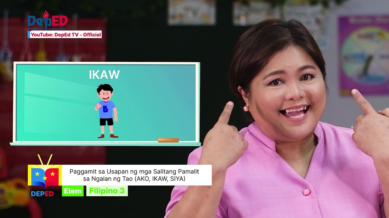 Grade 3 Filipino Q1 Ep11:Paggamit sa Usapan ng Salitang Pamalit sa Ngalan ng Tao, Ako, Ikaw at Siya background