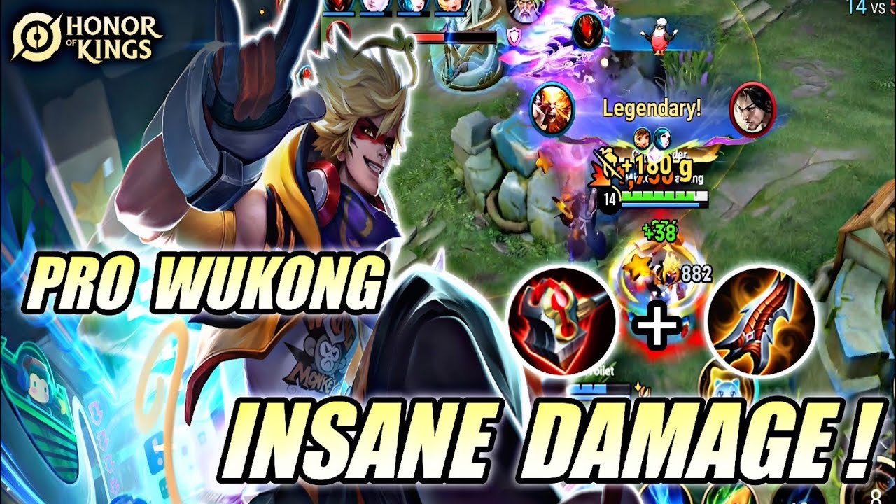Wukong 100% INSANE DAMAGE! - Pro Gameplay Technique DEADLY COMBO | Honor Of Kings (HOK) background