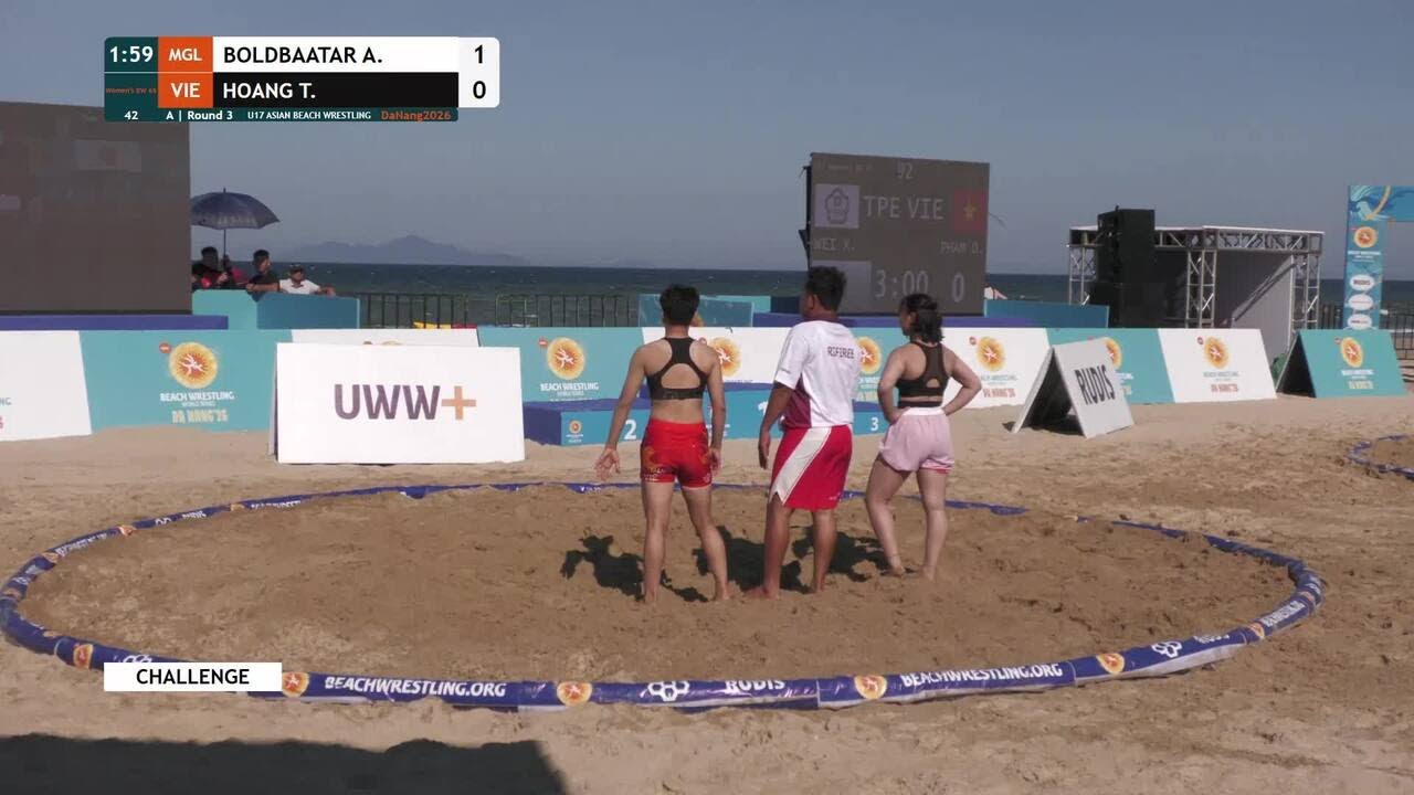 Ariunzul BOLDBAATAR (MGL) vs. Thi Loan HOANG (VIE) | U17 ASIAN BEACH WRESTLING 2026 | A | Round 3 | backdrop