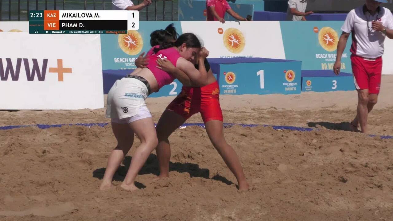 Miya MIKAILOVA (KAZ) vs. Duong Khanh Chi PHAM (VIE) | U17 ASIAN BEACH WRESTLING 2026 | B | Round 2 | backdrop