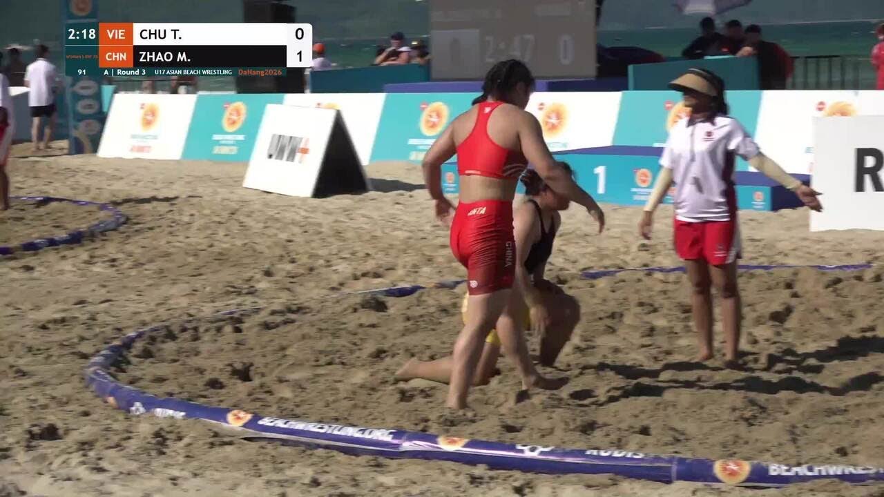 Thi Trang CHU (VIE) vs. Min ZHAO (CHN) | U17 ASIAN BEACH WRESTLING 2026 | A | Round 3 | Women's BW 7 backdrop