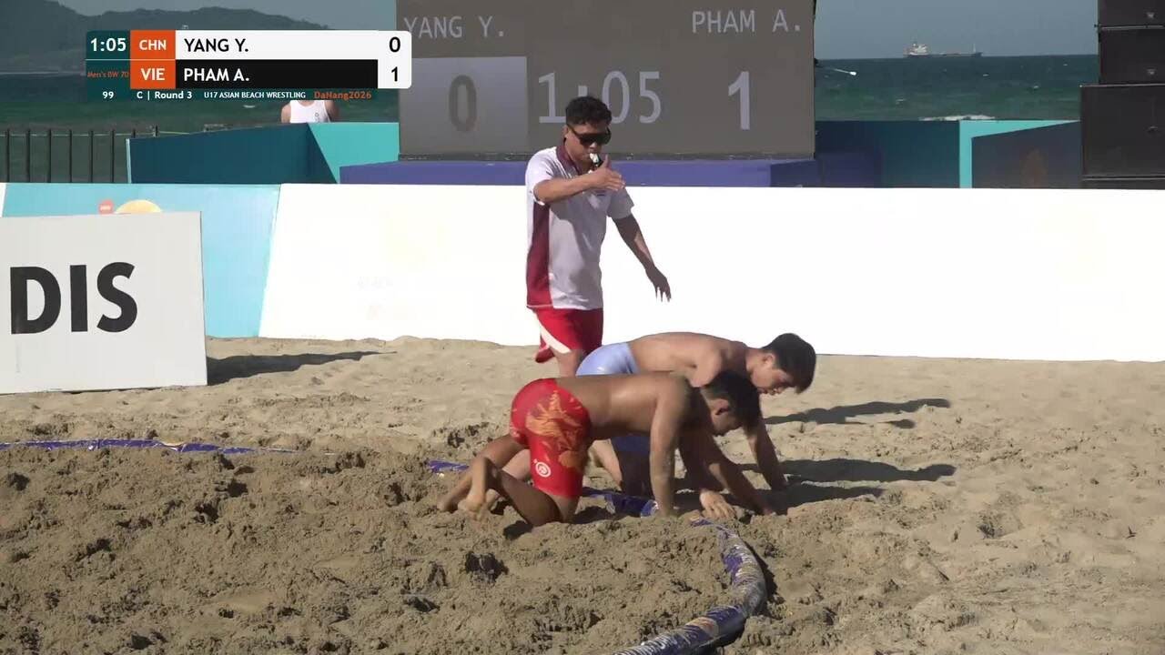 Yuankai YANG (CHN) vs. Anh Tuan PHAM (VIE) | U17 ASIAN BEACH WRESTLING 2026 | C | Round 3 | Men's BW backdrop