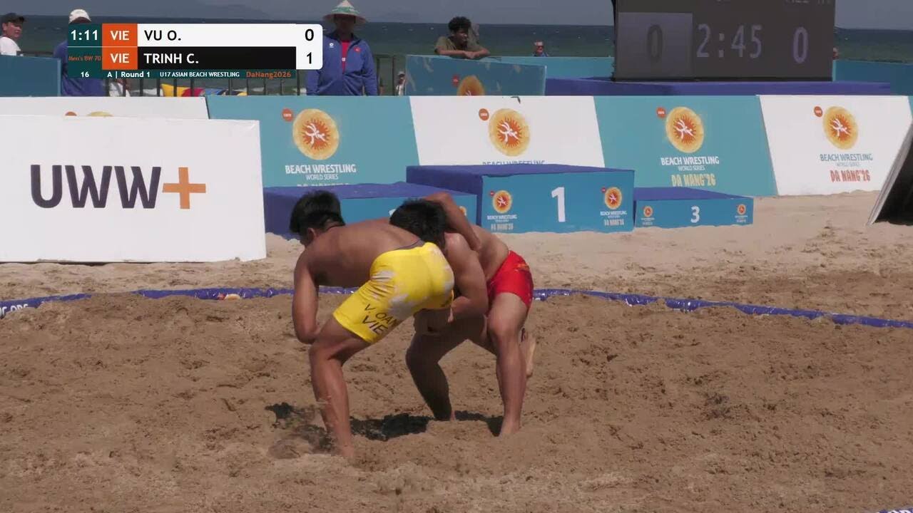 Oanh VU (VIE) vs. Chi Hao TRINH (VIE) | U17 ASIAN BEACH WRESTLING 2026 | A | Round 1 | Men's BW 70Kg backdrop