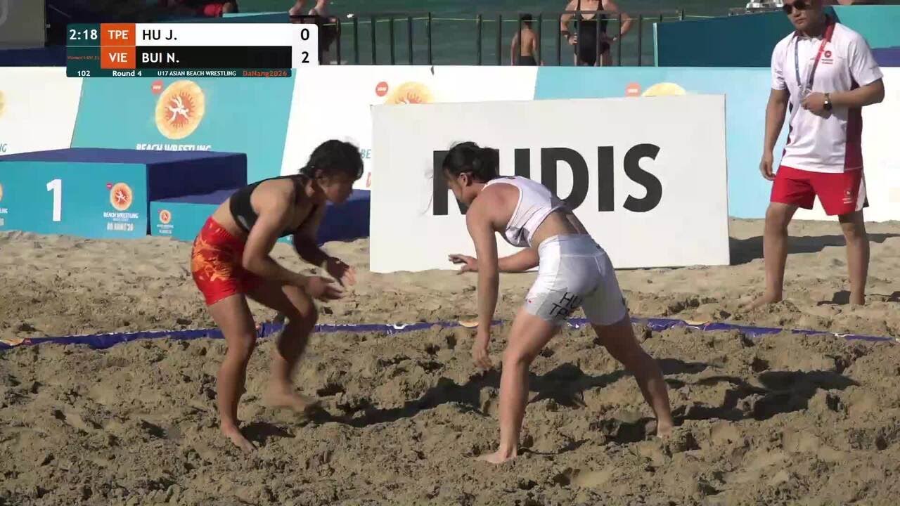 Jia Xun HU (TPE) vs. Ngoc Thao Thom BUI (VIE) | U17 ASIAN BEACH WRESTLING 2026 | Round 4 | Women's B backdrop