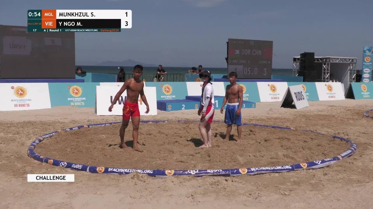 Shagaikhuu MUNKHZUL (MGL) vs. Minh Y NGO (VIE) | U17 ASIAN BEACH WRESTLING 2026 | A | Round 1 | Men' backdrop
