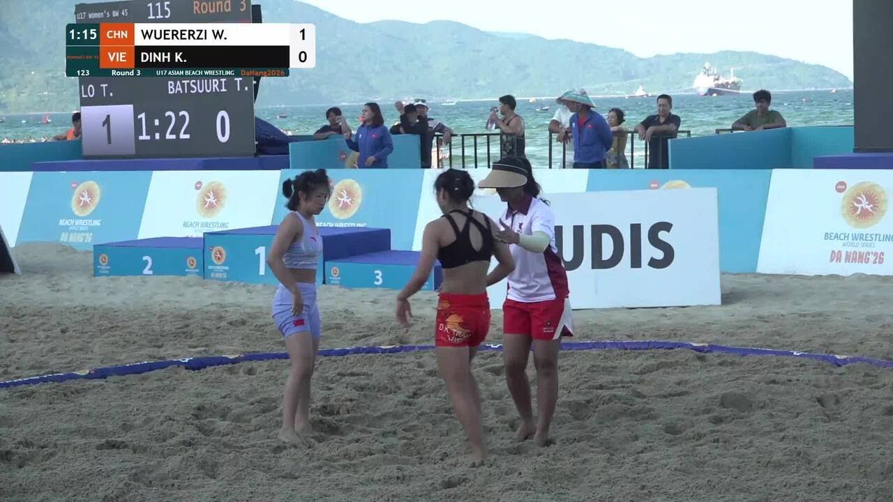 Wuererzi WUERERZI (CHN) vs. Kieu Trang DINH (VIE) | U17 ASIAN BEACH WRESTLING 2026 | Round 3 | Women backdrop