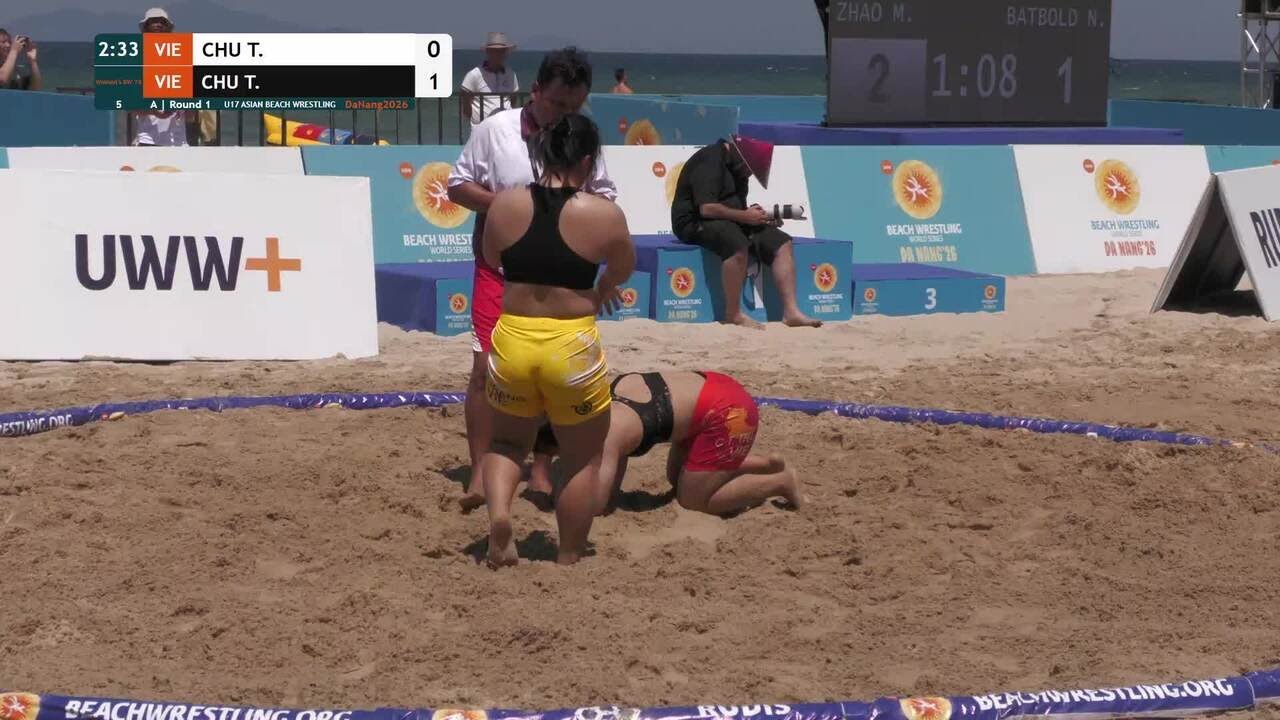 Thi Huyen CHU (VIE) vs. Thi Trang CHU (VIE) | U17 ASIAN BEACH WRESTLING 2026 | A | Round 1 | Women's backdrop