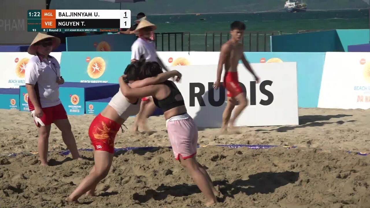 Uranbayar BALJINNYAM (MGL) vs. Thi Tra My NGUYEN (VIE) | U17 ASIAN BEACH WRESTLING 2026 | B | Round backdrop