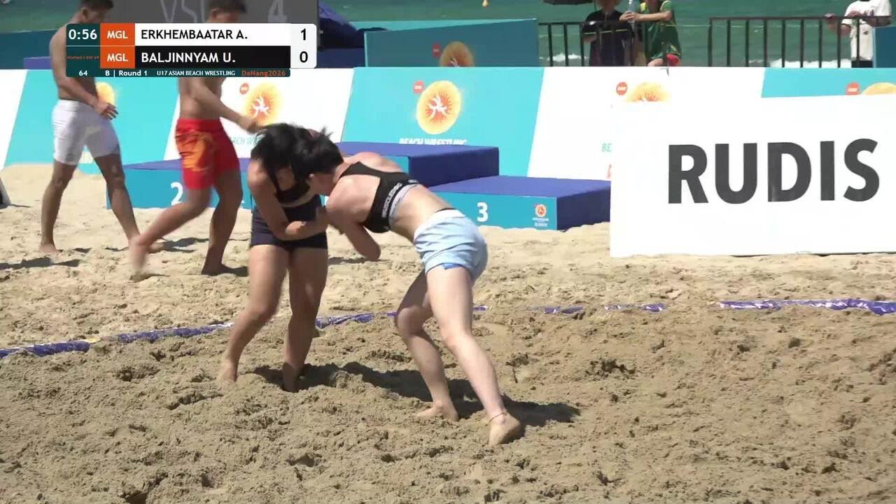 Anujin ERKHEMBAATAR (MGL) vs. Uranbayar BALJINNYAM (MGL) | U17 ASIAN BEACH WRESTLING 2026 | B | Roun