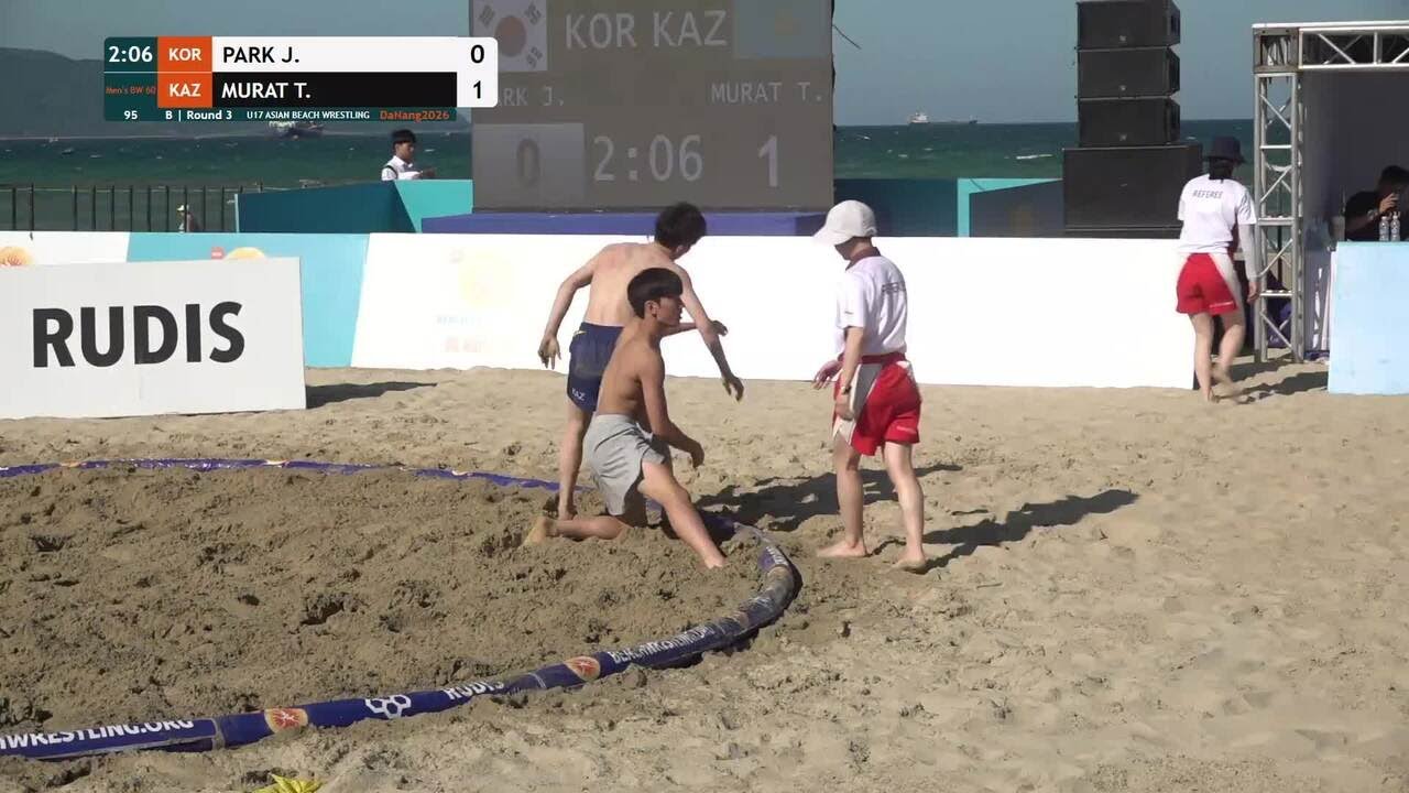 Jimin PARK (KOR) vs. Temirlan MURAT (KAZ) | U17 ASIAN BEACH WRESTLING 2026 | B | Round 3 | Men's BW backdrop